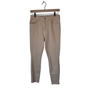 MOTHER High Waisted Looker Ankle Fray Wash: Khaki Size 27